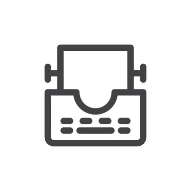 Daktilo satırı simgesi, Anahat vektör işareti üzerinde beyaz izole doğrusal stil piktogram. Sembol, logo illüstrasyon. Kalın çizgili tema. Piksel mükemmel grafikler
