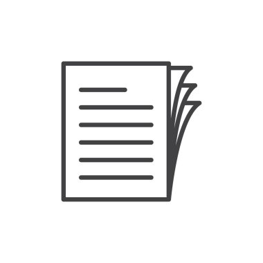 Belge kağıtları kazık satırı simgesi, vektör işareti, anahat üzerinde beyaz izole doğrusal stil piktogram. Sembol, logo illüstrasyon. Düzenlenebilir kontur