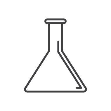 Flask, laboratuvar kabı satırı simgesi, Anahat vektör işareti üzerinde beyaz izole doğrusal stil piktogram. Sembol, logo illüstrasyon. Düzenlenebilir inme. Piksel mükemmel grafikler