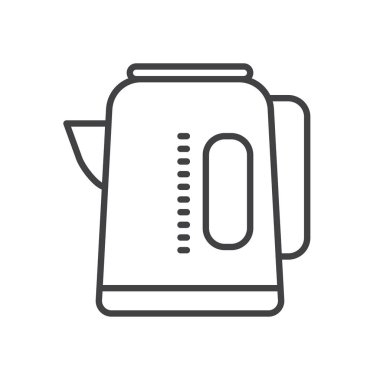 Elektrikli su ısıtıcısı satırı simgesi, Anahat vektör işareti üzerinde beyaz izole doğrusal stil piktogram. Sembol, logo illüstrasyon. Düzenlenebilir inme. Piksel mükemmel grafikler