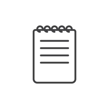 Not defteri satırı simgesi, Anahat vektör işareti üzerinde beyaz izole doğrusal stil piktogram. Not sembol, logo illüstrasyon. Düzenlenebilir inme. Piksel mükemmel grafikler