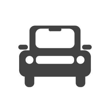 Araç simgesini, dolu düz işareti, katı glif piktogram, araba vektör çizim