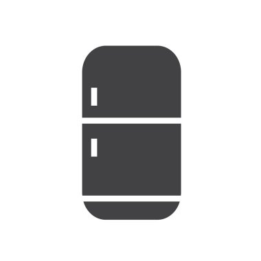 Buzdolabı simgesi, dolu düz işareti, katı glif piktogram, buzdolabı vektör çizim