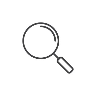 Cam satırı simgesi büyütme, Anahat vektör işareti, üzerinde beyaz izole doğrusal stil piktogram. Zoom sembolü, logo illüstrasyon. Düzenlenebilir kontur