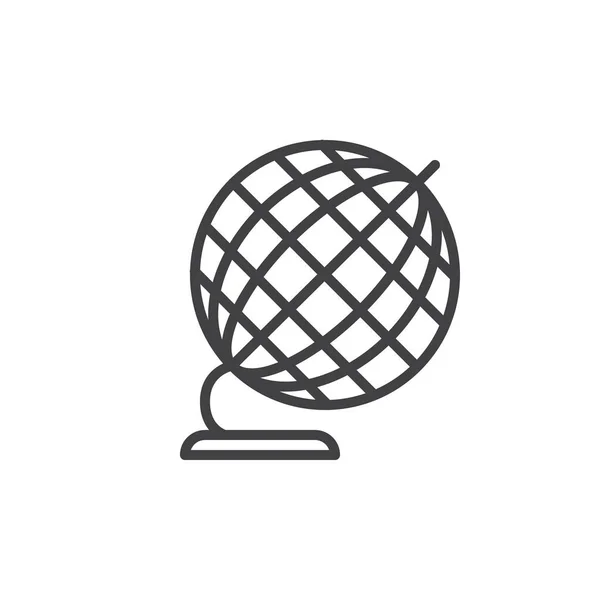 Schreibtisch Globus Liniensymbol Umrissvektorzeichen Lineares Stilpiktogramm Auf Weiß Isoliert Geographie — Stockvektor