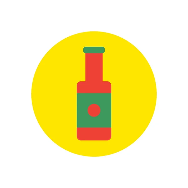 Ketchup Ikona Płaskie Butelki Okrągły Przycisk Kolorowy Sos Żyłką Wektor — Wektor stockowy
