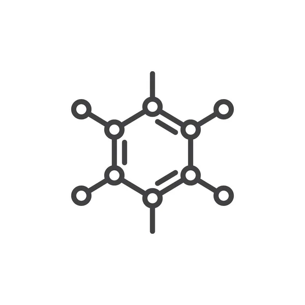 有機分子線アイコン アウトライン ベクトル記号 直線的なスタイルのピクトグラムが白で隔離 多環式化合物のシンボル ロゴの図 編集可能なストローク ピクセル完璧なグラフィックス — ストックベクタ