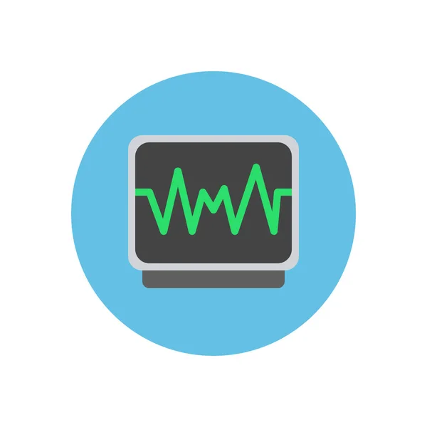 Pulse Monitoring Flat Icon Colorful Button Ecg Electrocardiogram Circular Vector — Stock Vector