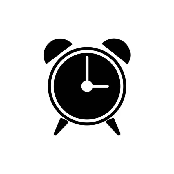 Ícone Relógio Alarme Sinal Plano Preenchido Pictograma Glifo Sólido Ilustração — Vetor de Stock