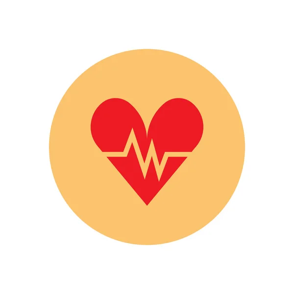 Ícone Batimento Cardíaco Plano Botão Colorido Redondo Sinal Vetor Circular — Vetor de Stock