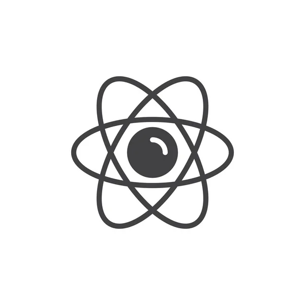 Atom Simge Vektör Düz Işareti Üzerinde Beyaz Izole Katı Piktogram — Stok Vektör