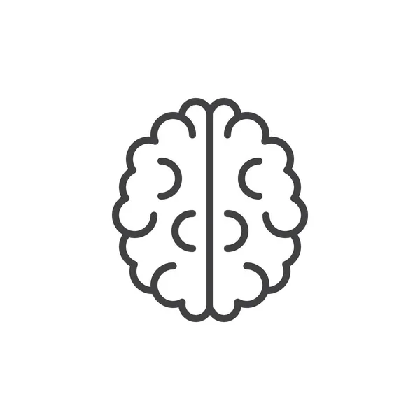 脳の線のアイコン ベクトル記号の概要線形スタイル ピクトグラム白で隔離 知性のシンボル ロゴの図 編集可能なストローク — ストックベクタ