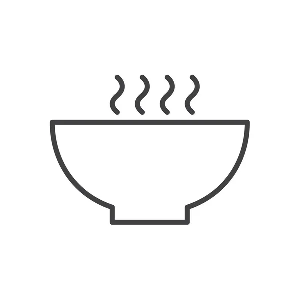 热汤碗线图标 轮廓向量标志 线性样式象形图查出在白色 徽标插图 可编辑的笔画 像素完美图形 — 图库矢量图片