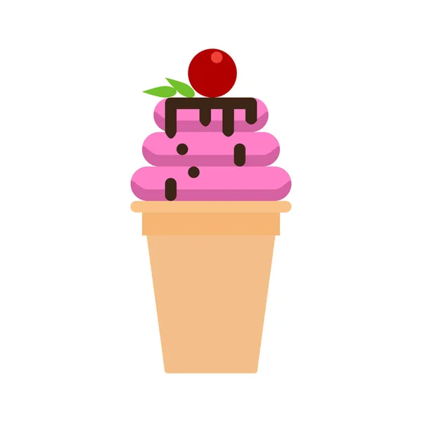 冰淇淋杯平面图标 矢量标志 五颜六色的象形文字隔离在白色 徽标插图 扁平风格的设计 — 图库矢量图片