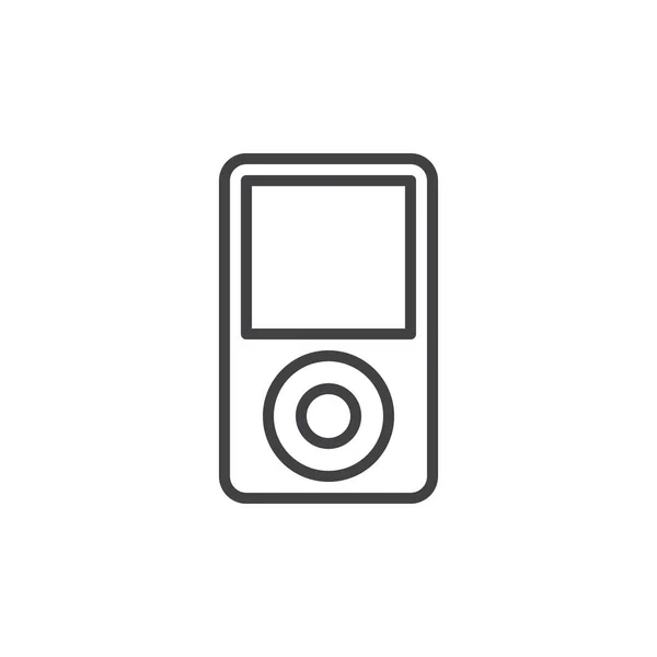 Dijital Müzik Çalar Satırı Simgesi Anahat Vektör Işareti Üzerinde Beyaz — Stok Vektör
