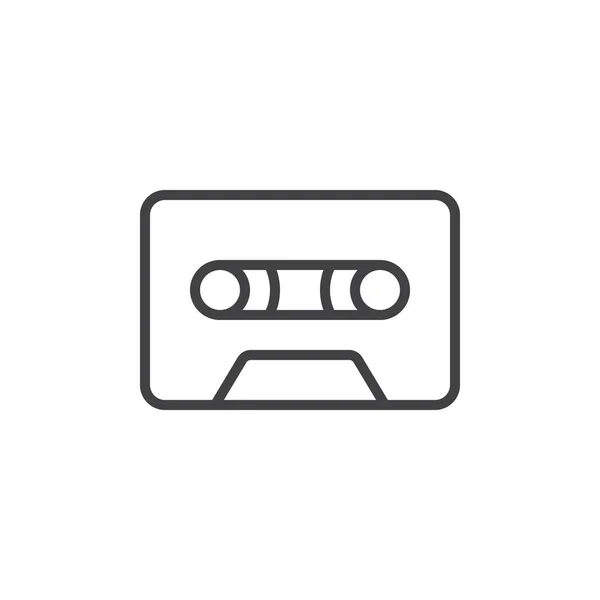 オーディオ カセット テープの線アイコン アウトライン ベクトル記号 直線的なスタイルのピクトグラムが白で隔離 シンボル ロゴの図 編集可能なストローク — ストックベクタ