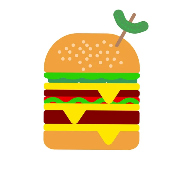 Большая Плоская Иконка Гамбургера Векторный Знак Красочная Пиктограмма Выделенная Белом — стоковый вектор
