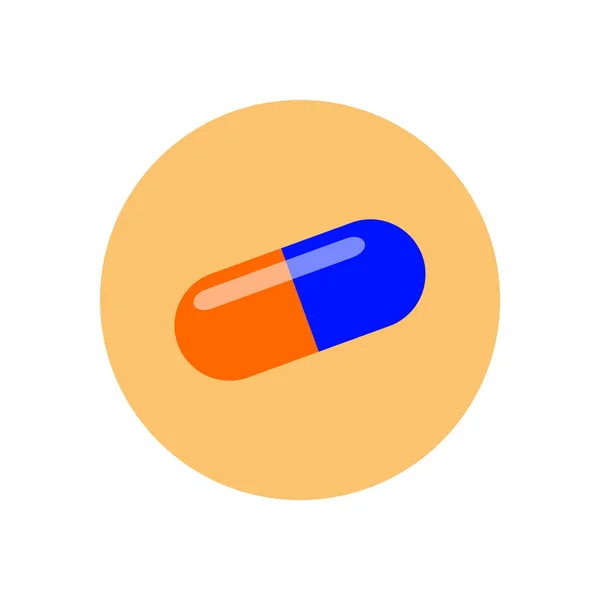 Pill Capsule Flat Icon Colorful Button Drug Circular Vector Sign — Stock Vector