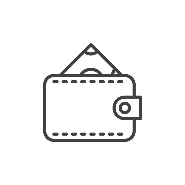 お金の財布財布ライン アイコン アウトライン ベクトル記号 直線的なスタイルのピクトグラムが白で隔離 現金のシンボル ロゴの図 編集可能なストローク ピクセル完璧なグラフィックス — ストックベクタ