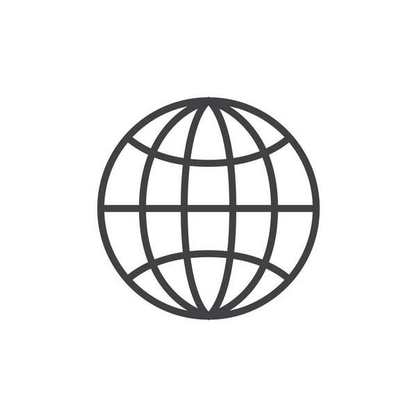 Значок линии глобуса, очертания векторного знака, пиктограмма линейного стиля, изолированная на белом. Символ, иллюстрация логотипа. Редактируемый удар. Идеальная графика
