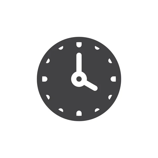 Vetor Ícone Relógio Sinal Plano Preenchido Pictograma Sólido Isolado Branco — Vetor de Stock