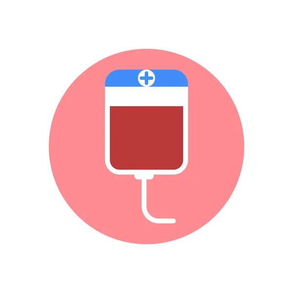 Переливание Крови Пластиковый Пакет Иконка Плоская Круглая Красочная Кнопка Круговой — стоковый вектор