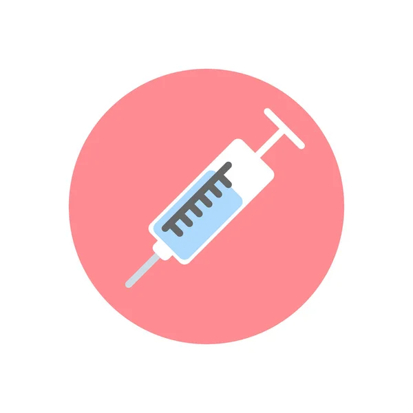 Σύριγγα Επίπεδη Εικόνα Στρογγυλό Κουμπί Πολύχρωμο Εμβολιασμός Κυκλική Διάνυσμα Σήμα — Διανυσματικό Αρχείο