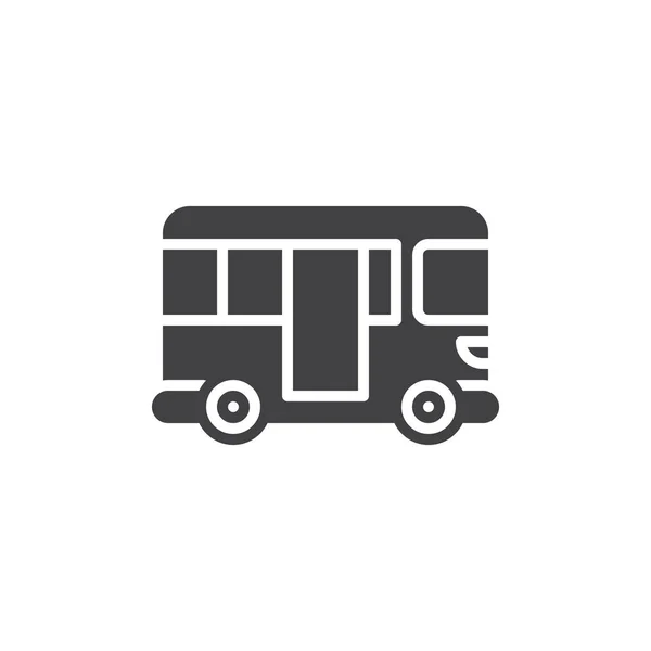 Vetor Ícone Ônibus Sinal Plano Preenchido Pictograma Sólido Isolado Branco — Vetor de Stock