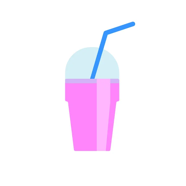 Mléčný Koktejl Ploché Ikony Vektor Znamení Barevné Piktogram Izolované Bílém — Stockový vektor