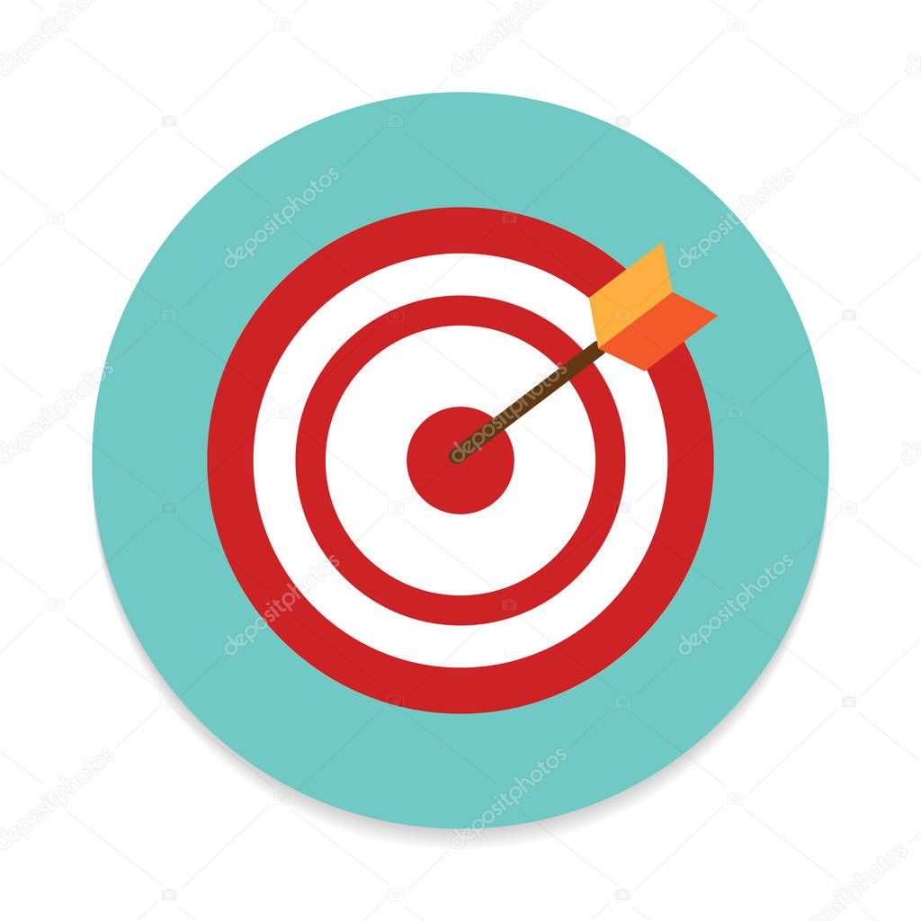 Target flat icon. Round colorful button, Goal circular vector sign. Flat style design
