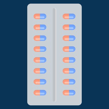 Vakumlu ambalaj vektör çizim hap. Düz stil tasarım. Renkli grafik