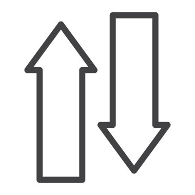 Döviz okları satırı simgesi, vektör işareti, anahat üzerinde beyaz izole doğrusal stil piktogram. Sembol, logo illüstrasyon. Düzenlenebilir kontur