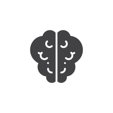 Beyin simge vektör, dolu düz işareti, üzerinde beyaz izole katı piktogram. İstihbarat sembolü, logo illüstrasyon