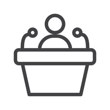 Ders satırı simgesi, vektör işareti, anahat üzerinde beyaz izole doğrusal stil piktogram. Sembol, logo illüstrasyon. Düzenlenebilir inme. Piksel mükemmel grafikler