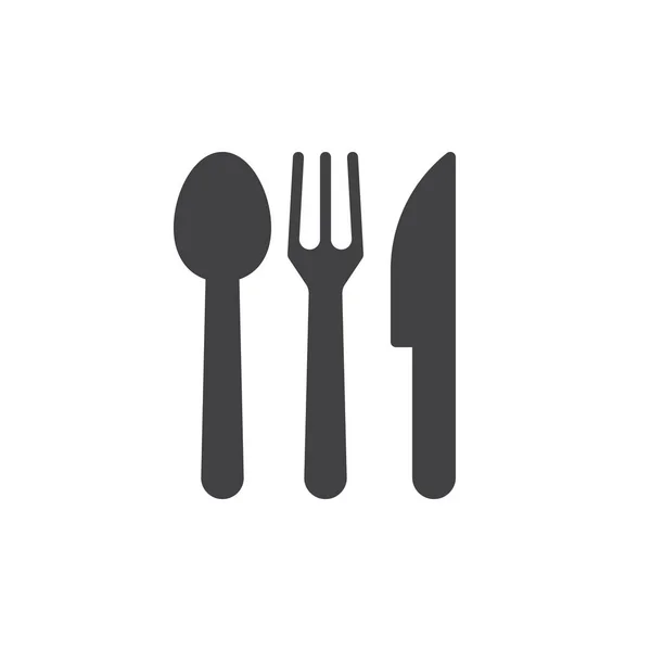 Spoon Fork Knife Cutlery Icon Vector Filled Flat Sign Solid — Stock Vector