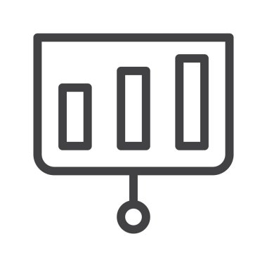 Sunu blackboard büyüme grafiği çizgi simgesiyle Anahat vektör işareti, üzerinde beyaz izole doğrusal stil piktogram. Sembol, logo illüstrasyon. Düzenlenebilir inme. Piksel mükemmel grafikler