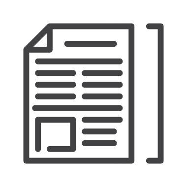 Makale satırı simgesi, vektör işareti, anahat üzerinde beyaz izole doğrusal stil piktogram. Sembol, logo illüstrasyon. Düzenlenebilir inme. Piksel mükemmel grafikler