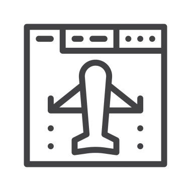 Tarayıcı satırı simgesi, Anahat vektör işareti üzerinde beyaz izole doğrusal stil piktogram. Sembol, logo illüstrasyon. Düzenlenebilir kontur.