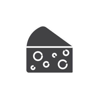 Peynir simge vektör, dolu düz işareti, üzerinde beyaz izole katı piktogram. Sembol, logo illüstrasyon