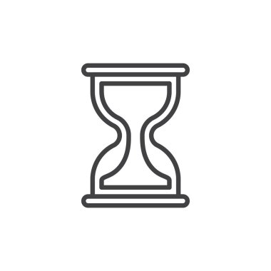 Kum saati satırı simgesi, Anahat vektör işareti üzerinde beyaz izole doğrusal stil piktogram. Sembol, logo illüstrasyon. Düzenlenebilir inme. Piksel mükemmel vektör grafikleri