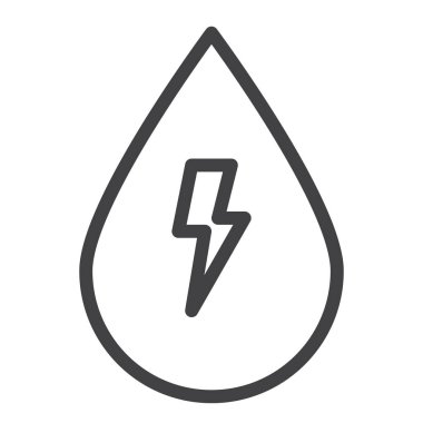 Su enerji satırı simgesi, vektör işareti, anahat üzerinde beyaz izole doğrusal stil piktogram. Sembol, logo illüstrasyon. Düzenlenebilir inme. Piksel mükemmel grafikler
