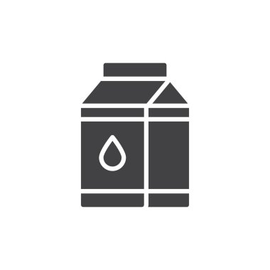 Süt karton kutu simge vektör, dolu düz işareti, üzerinde beyaz izole katı piktogram. Sembol, logo illüstrasyon. Piksel mükemmel vektör grafikleri