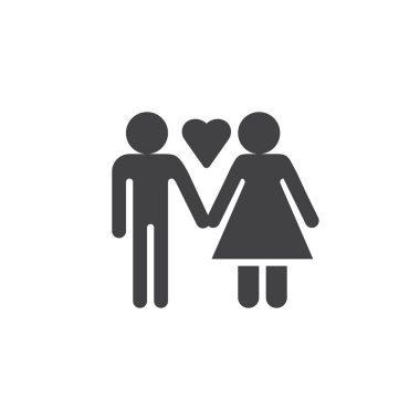 Romantik simge vektör, dolu düz işareti, üzerinde beyaz izole katı piktogram. Aşk sembolü, logo illüstrasyon