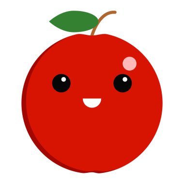 Apple sırıtan yüz emoji vektör çizim. Düz stil tasarım. Renkli grafik