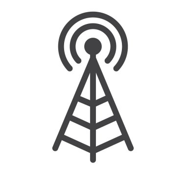 Anten simge vektör, düz işareti, üzerinde beyaz izole katı piktogram dolu. Sembol, logo illüstrasyon.