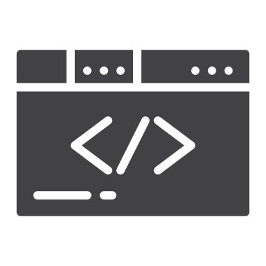 Tarayıcı simge vektör, düz işareti, üzerinde beyaz izole katı piktogram dolu. Sembol, logo illüstrasyon