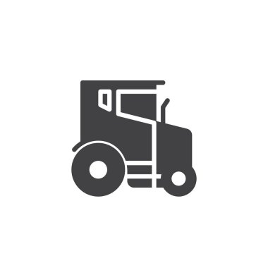 Traktör simge vektör, düz işareti, üzerinde beyaz izole katı piktogram dolu. Sembol, logo illüstrasyon