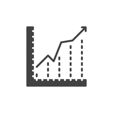 Büyüyen grafik simge vektör, düz işareti, üzerinde beyaz izole katı piktogram dolu. Diyagram simgesi, logo illüstrasyon. Piksel mükemmel vektör grafikleri