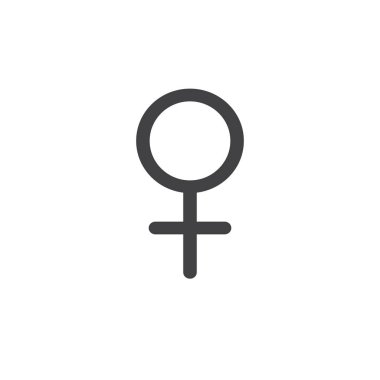 Venüs sembol simge vektör, düz işareti, üzerinde beyaz izole katı piktogram dolu. Astroloji sembolü, logo illüstrasyon