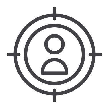 Amacı satırı simgesi, vektör işareti, anahat üzerinde beyaz izole doğrusal stil piktogram. Sembol, logo illüstrasyon. Düzenlenebilir kontur.